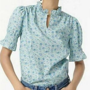 J Crew Liberty Fabric XS Amelie Floral Puff-sleeve Top Cottagecore Prairie